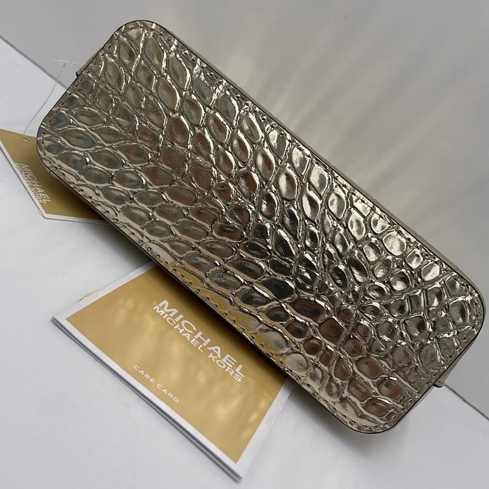 Michael Kors Empire Small Metallic Crocodile Embossed Leather Travel Pouch NWT